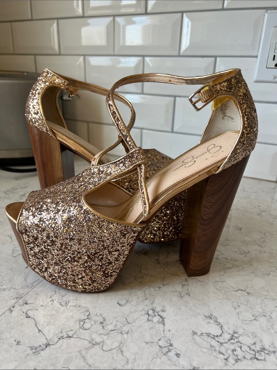 Jessica Simpson Shoes - Disco Gold Glitter Platform - Jessica Simpson Dani Sz 11